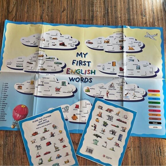 Bilingual Learning Poster with Stickers for Kids - Picture 1 of 11